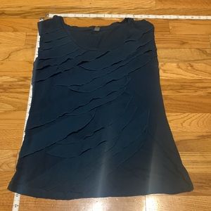 Ruffle detailed sleeveless top in soft/faded navy